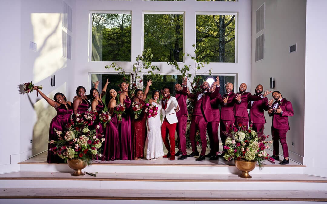 Swanky Burgundy and Red-Toned Wedding at Venue at Oakdale in North Little Rock, Arkansas