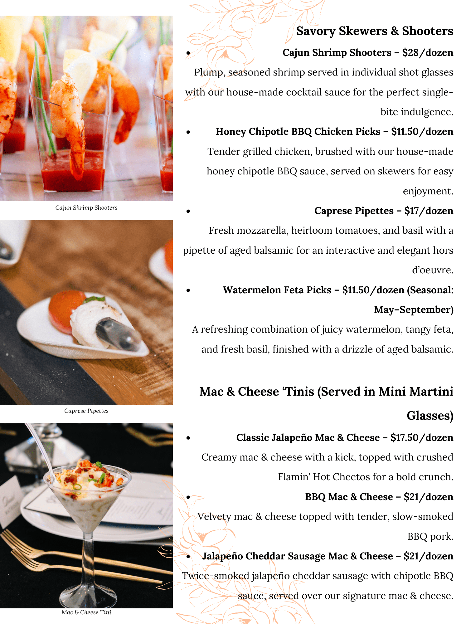 Hors d'Oeuvres Catering Menu Appetizer Catering