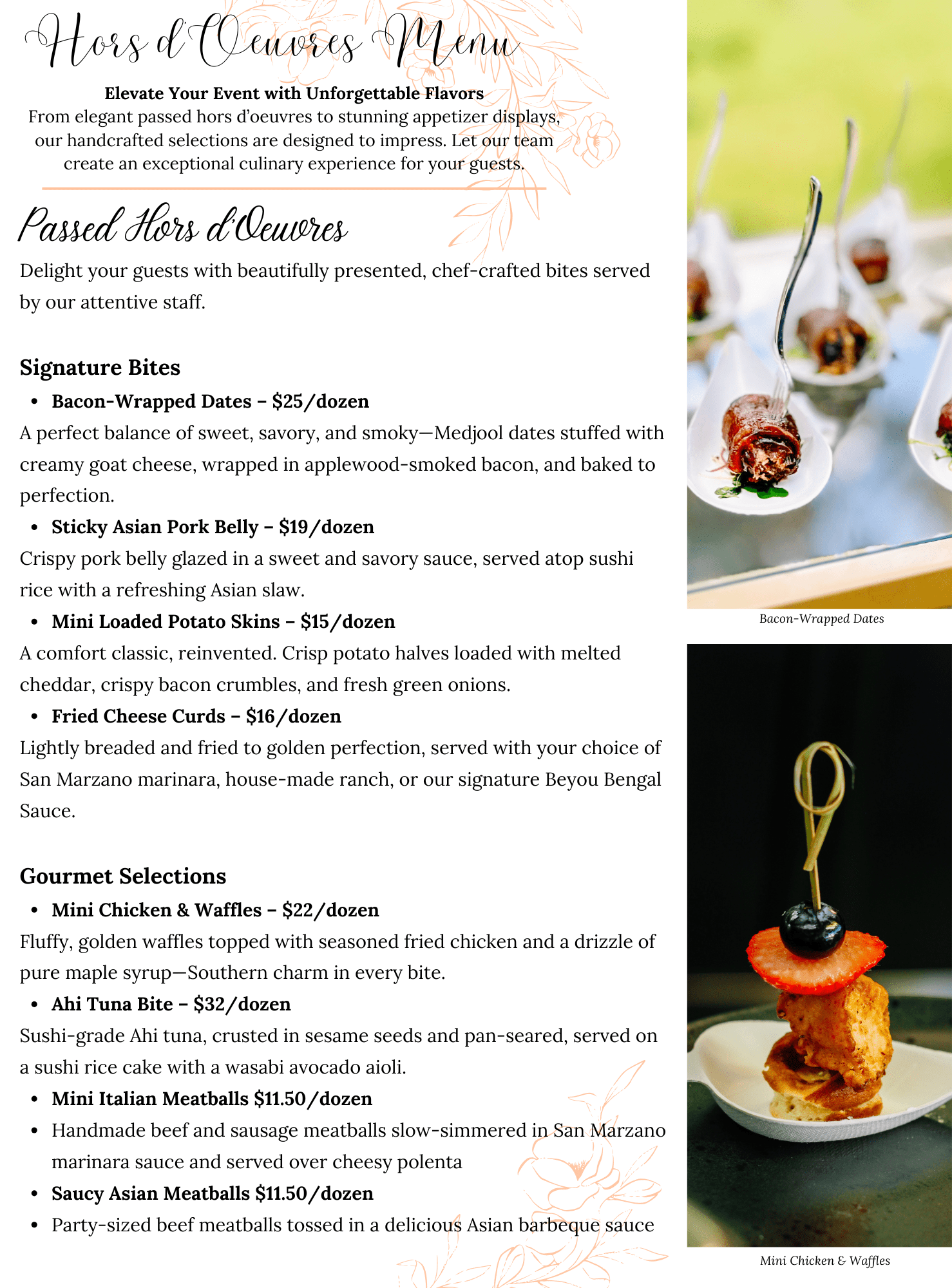 Hors d'Oeuvres Menu